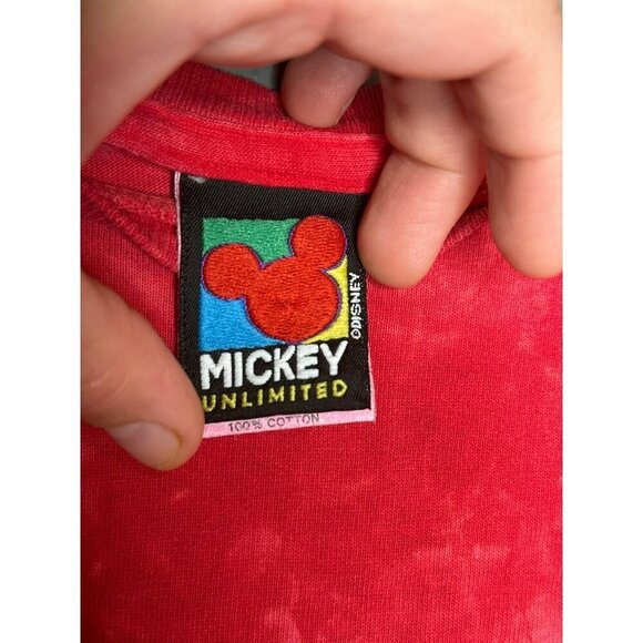 VTG 1990s Mickey Unlimited Mouse Disney Red Tie Dye Women's Large Jerry Leigh - Picture 3 of 9